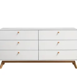 Ladekasten|Ladekasten-Loft24 Cassie - Commode van 3+3 laden in witte spaanplaat