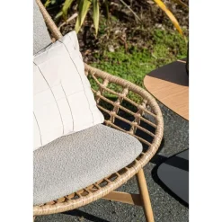 Tuinstoelen-Garden Impressions Castello lounge fauteuil - light teak look - natural rotan-merino sand