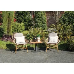 Tuinstoelen-Garden Impressions Castello lounge fauteuil - light teak look - natural rotan-merino sand