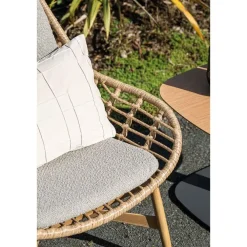 Tuinstoelen-Garden Impressions Castello lounge fauteuil - light teak look - natural rotan-merino sand