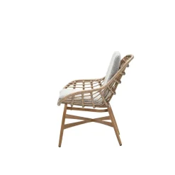 Tuinstoelen-Garden Impressions Castello lounge fauteuil - light teak look - natural rotan-merino sand