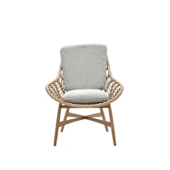 Tuinstoelen-Garden Impressions Castello lounge fauteuil - light teak look - natural rotan-merino sand