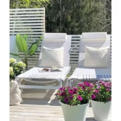 Ligbedden-Beliani CATANIA - Strandstoel - Wit - Aluminium