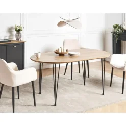Ovale Eettafels-Beliani CAVELL - Eettafel - Lichtbruin - MDF