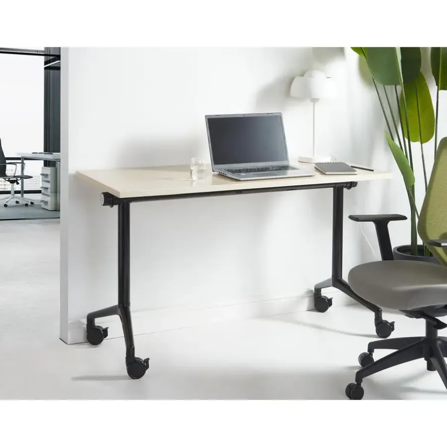 Bureaus-Beliani CAVI - Bureau verstelbaar - Lichtbruin/Zwart - 120 x 60 cm - Metaal