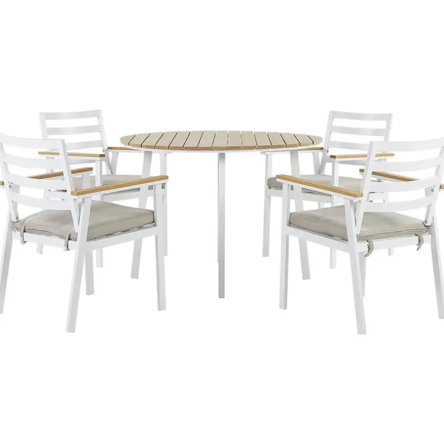 Tuinsets|Tuinsets-Beliani CAVOLI - Tuinset voor 4 - Wit/Beige - Aluminium
