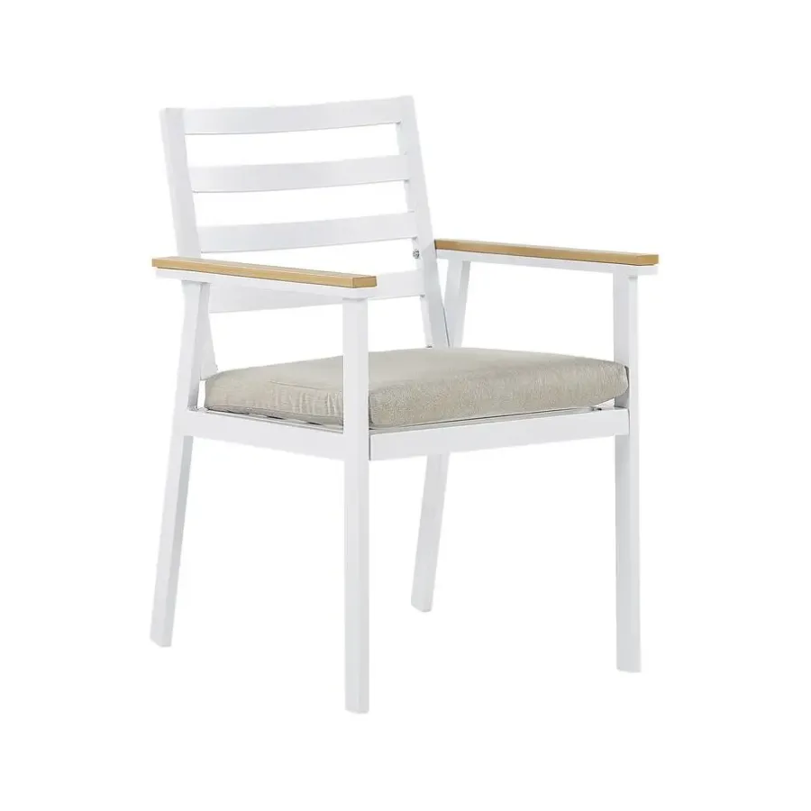 Tuinsets|Tuinsets-Beliani CAVOLI - Tuinset voor 4 - Wit/Beige - Aluminium