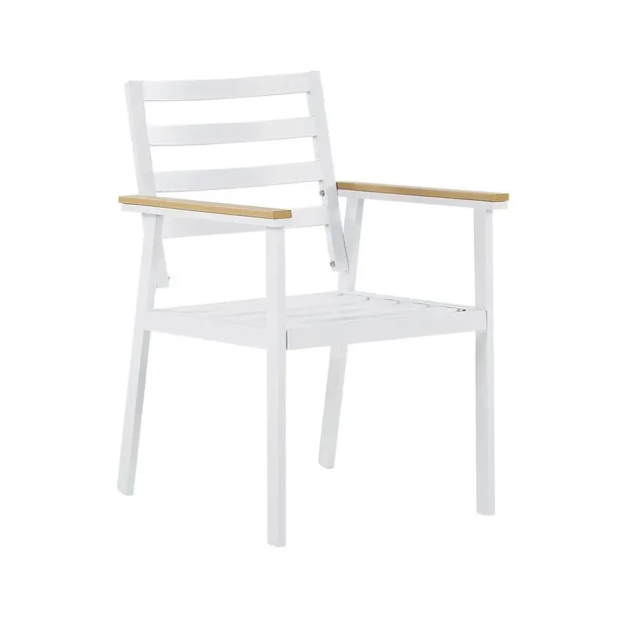Tuinsets|Tuinsets-Beliani CAVOLI - Tuinset voor 4 - Wit/Beige - Aluminium