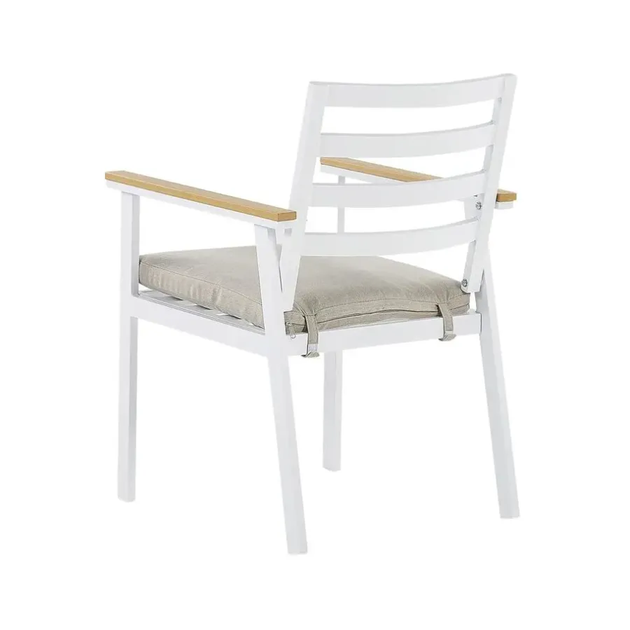 Tuinsets|Tuinsets-Beliani CAVOLI - Tuinset voor 4 - Wit/Beige - Aluminium