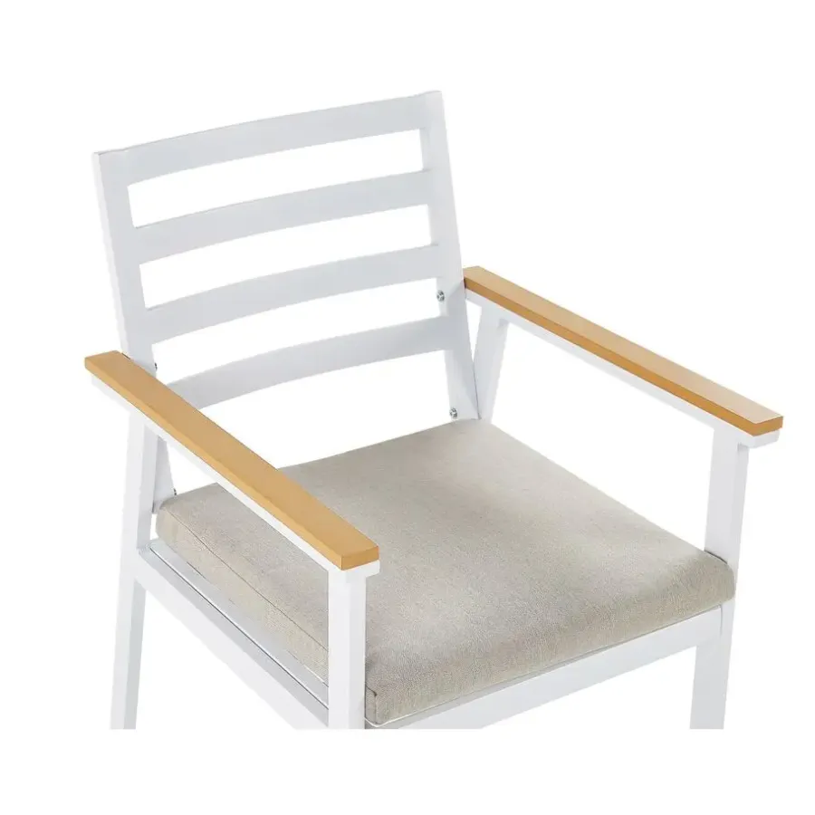 Tuinsets|Tuinsets-Beliani CAVOLI - Tuinset voor 4 - Wit/Beige - Aluminium