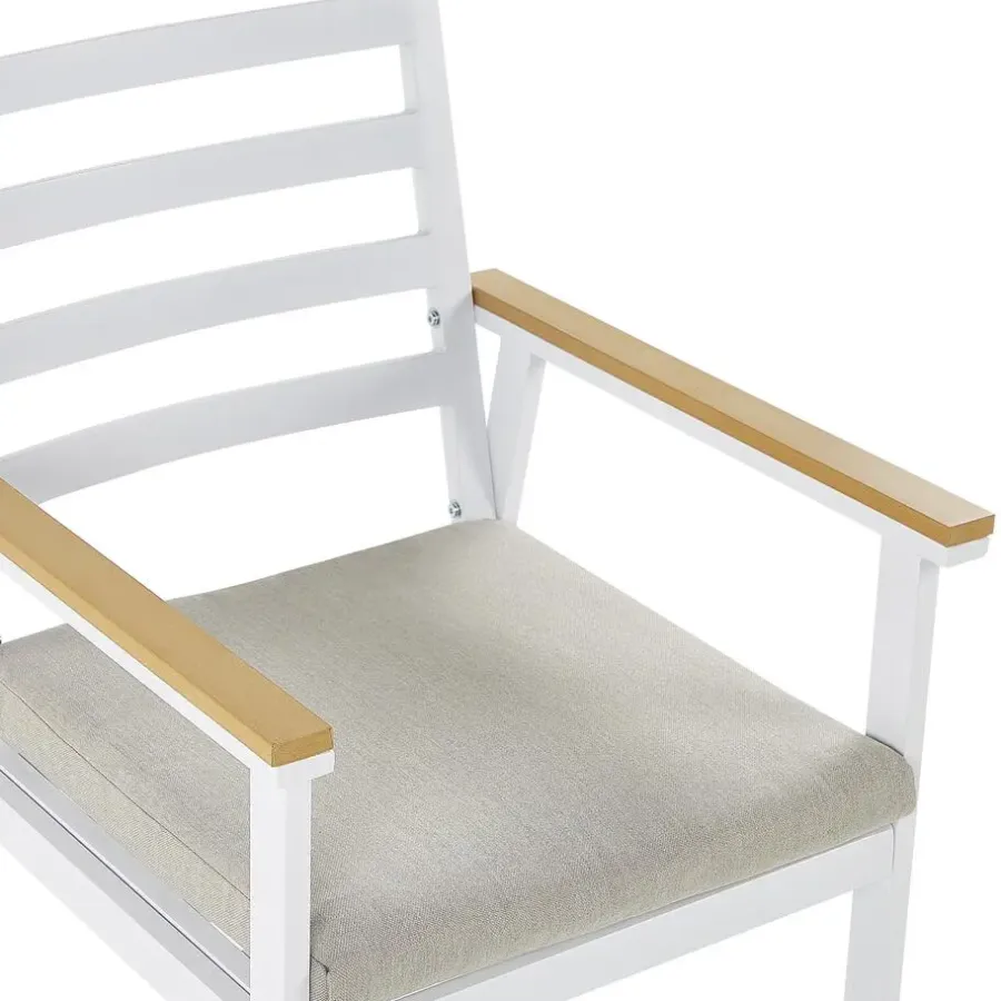 Tuinsets|Tuinsets-Beliani CAVOLI - Tuinset voor 4 - Wit/Beige - Aluminium