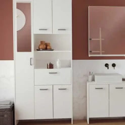 CBA Badkamerkast Coralie - 83,4 x 32,8 x 184,9 cm - Wit