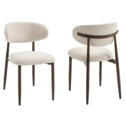 Furnihaus Celia Eetkamerstoelen Set van 2 - Beige Walnoot