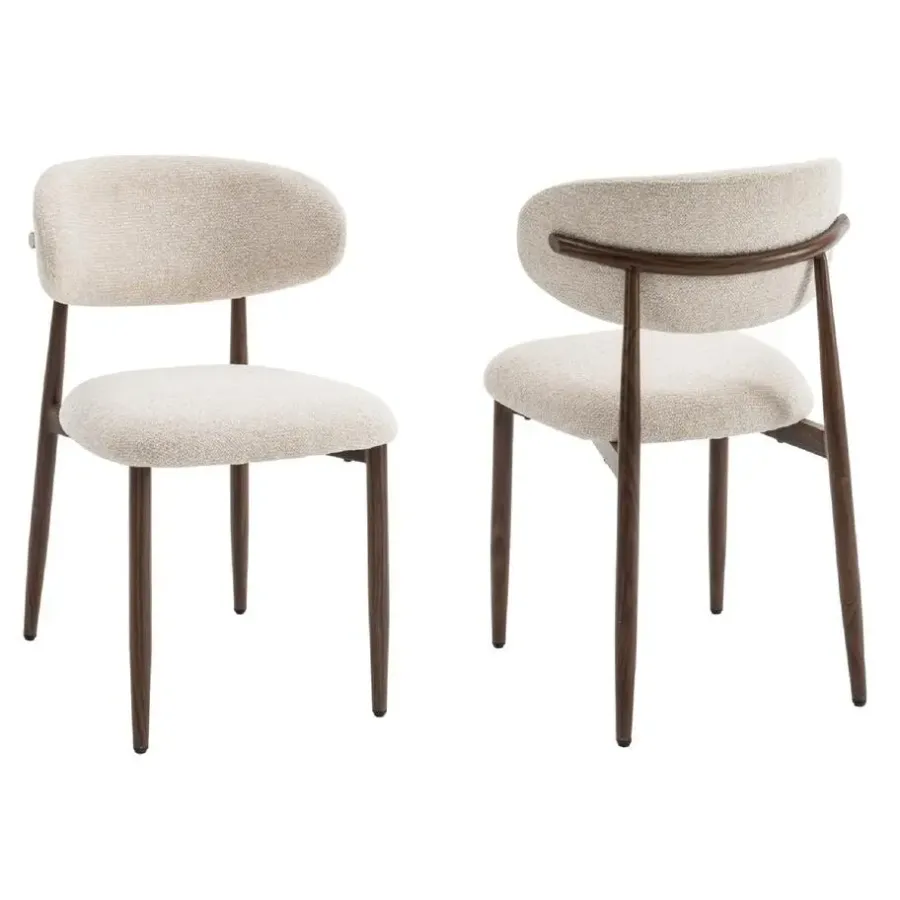 Furnihaus Celia Eetkamerstoelen Set van 2 - Beige Walnoot