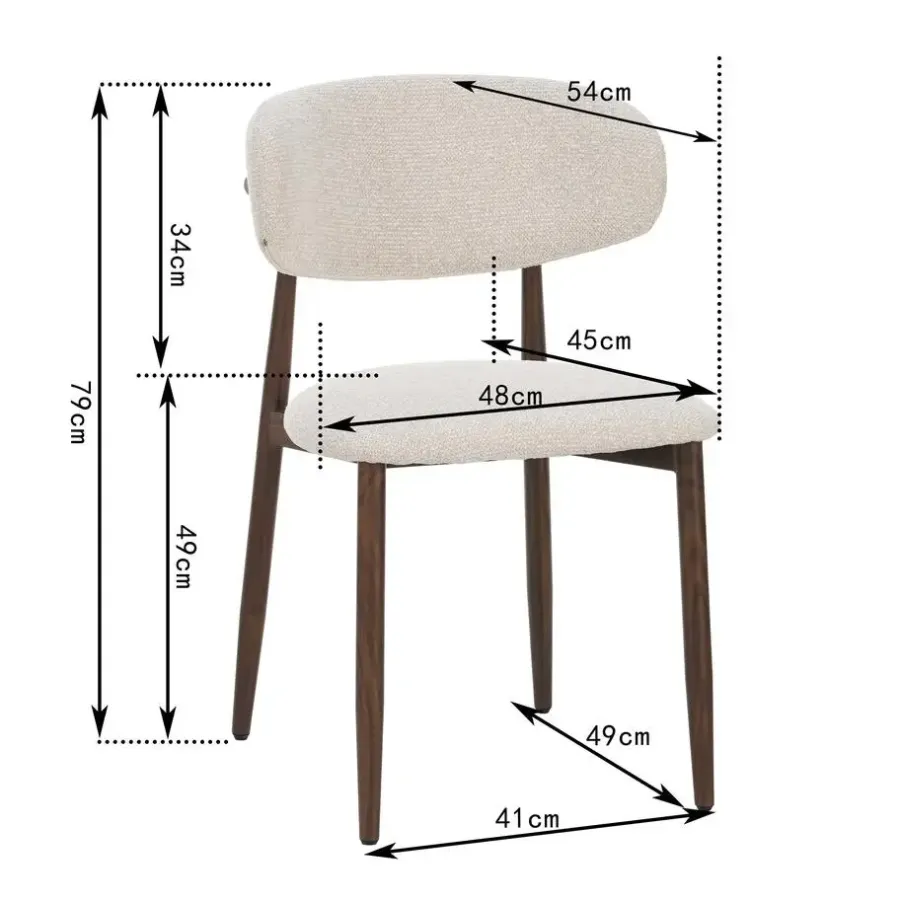 Furnihaus Celia Eetkamerstoelen Set van 2 - Beige Walnoot