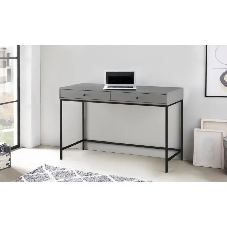 Loft24 Celine - Bureau met 2 laden in grijs MDF
