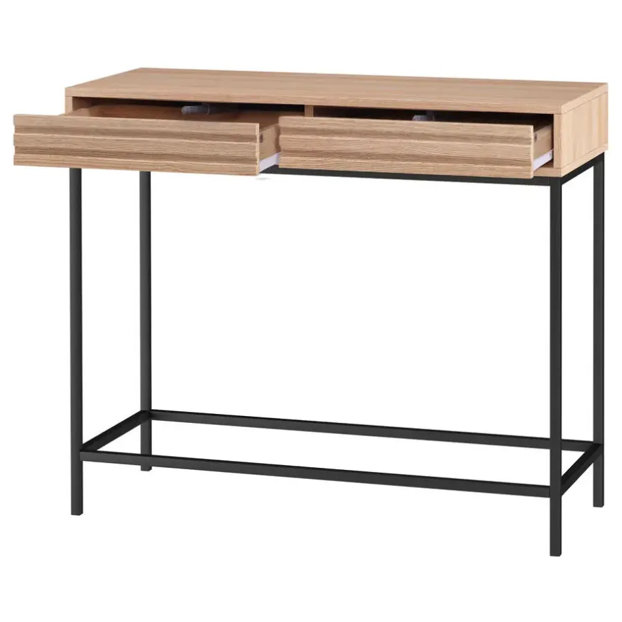 Loft24 Celine - Consoletafel met 2 laden eiken spaanplaat