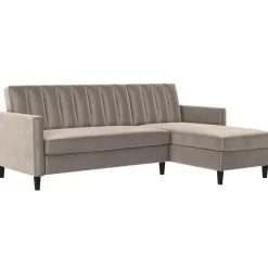 Dorel Home Celine - 3-zits hoekslaapbank met opbergruimte in taupe fluweel