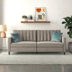 Dorel Home Celine - 3-zits slaapbank in taupe fluweel