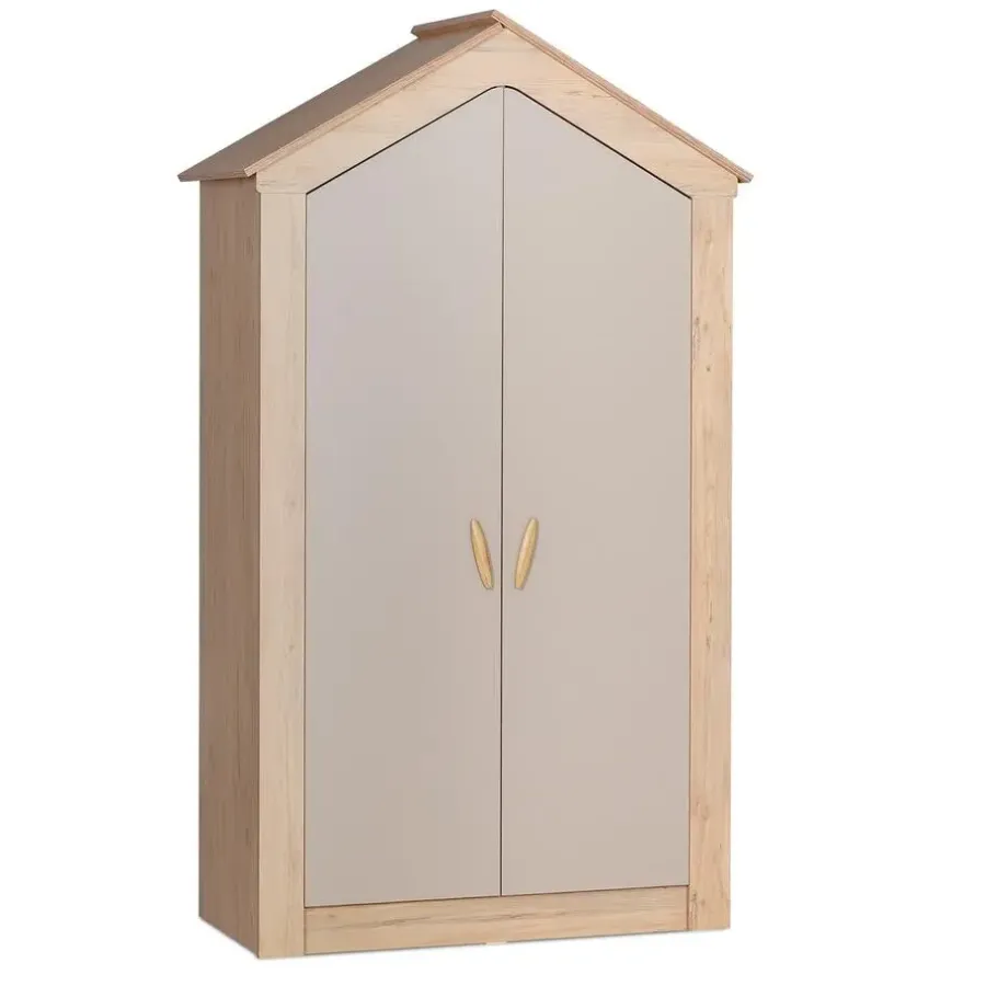Kinderkledingkasten-Leen Bakker Cento 2-deurs kledingkast huisje kinderkamer