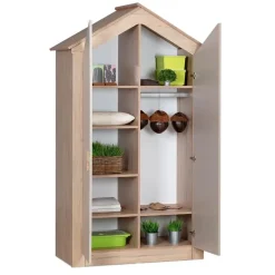 Kinderkledingkasten-Leen Bakker Cento 2-deurs kledingkast huisje kinderkamer