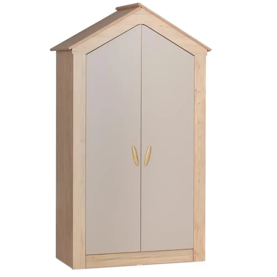 Kinderkledingkasten-Leen Bakker Cento 2-deurs kledingkast huisje kinderkamer