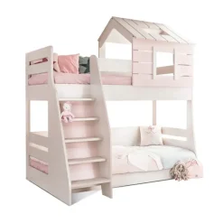 Merkloos Cento Pink stapelbed bedhuisje meisjeskamer 200x90 - 200x100 cm
