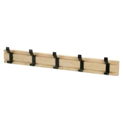 Cepewa Kapstok rek wand/muur - lichtbruin - 5 ophanghaken - 50 cm