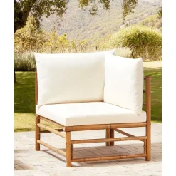 Beliani CERRETO - Hoekmodule tuin - Wit - Bamboe