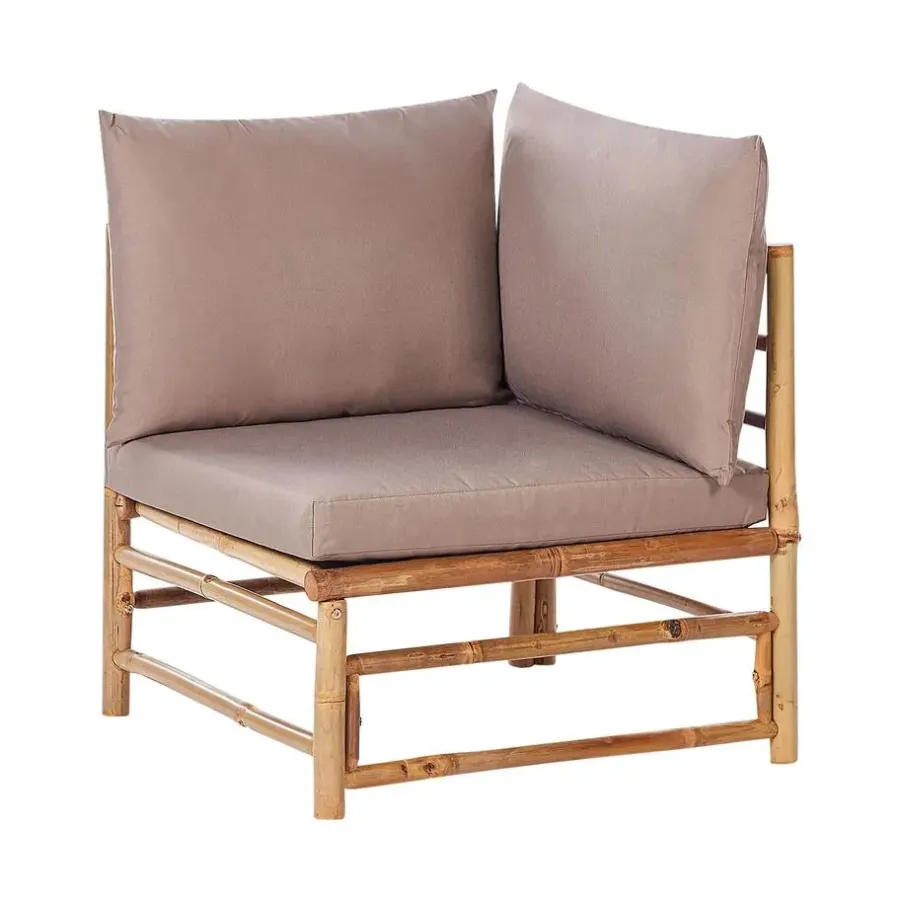 Loungeset Elementen-Beliani CERRETO - Hoekmodule tuin - Taupe - Bamboe