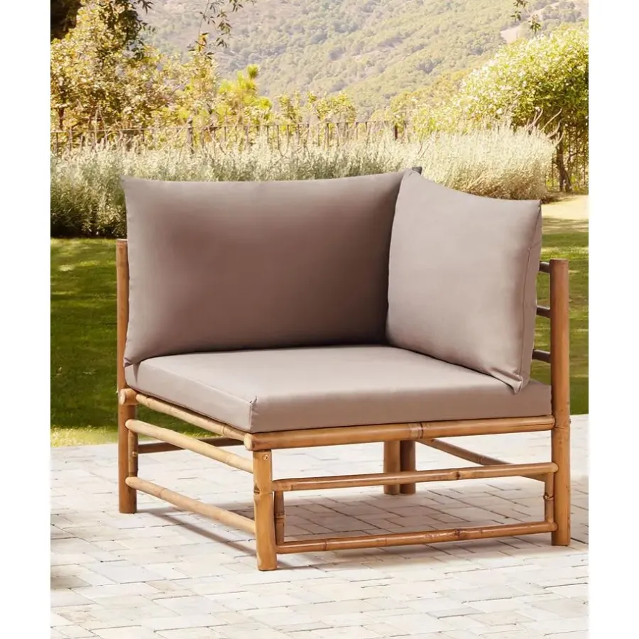 Loungeset Elementen-Beliani CERRETO - Hoekmodule tuin - Taupe - Bamboe