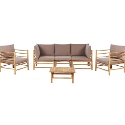 Beliani CERRETO - Loungeset 5-zits - Taupe - Bamboe