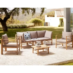 Beliani CERRETO - Loungeset 5-zits - Taupe - Bamboe