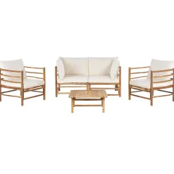 Beliani CERRETO - Loungeset 4-zits - Wit - Bamboehout