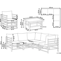 Beliani CERRETO - Loungeset 6-zits hoekbank - Wit - Bamboehout