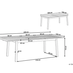 Tuintafels-Beliani CESANA - Tuintafel - Donkerhout - 100 x 180/240 cm - Acaciahout