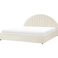 2-Persoons Bedden-Beliani CHADENET - Tweepersoonsbed - Gebroken wit - 180 x 200 cm - Bouclé