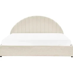 2-Persoons Bedden-Beliani CHADENET - Tweepersoonsbed - Gebroken wit - 180 x 200 cm - Bouclé