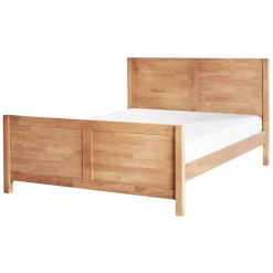 Beliani CHAMPAGNAT - Tweepersoonsbed - Lichtbruin - 140 x 200 cm - Rubberhout