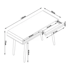 Loft24 Chantal - Bureau met 2 laden grijs en zwart spaanplaat