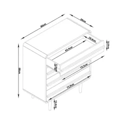 Loft24 Chantal - Commode met 4 laden in grijszwarte spaanplaat