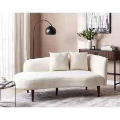 Loveseats-Beliani CHAUMONT - Chaise longue - Crème - Rechterzijde - Fluweel