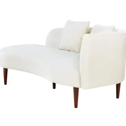 Loveseats-Beliani CHAUMONT - Chaise longue - Crème - Rechterzijde - Fluweel