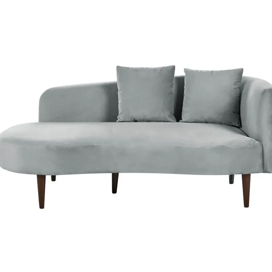 Beliani CHAUMONT - Chaise longue - Lichtgrijs - Rechterzijde - Fluweel