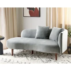 Beliani CHAUMONT - Chaise longue - Lichtgrijs - Rechterzijde - Fluweel
