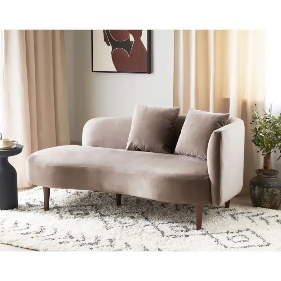 Loveseats-Beliani CHAUMONT - Chaise longue - Taupe - Rechterzijde - Fluweel