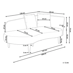 Loveseats-Beliani CHAUMONT - Chaise longue - Taupe - Rechterzijde - Fluweel