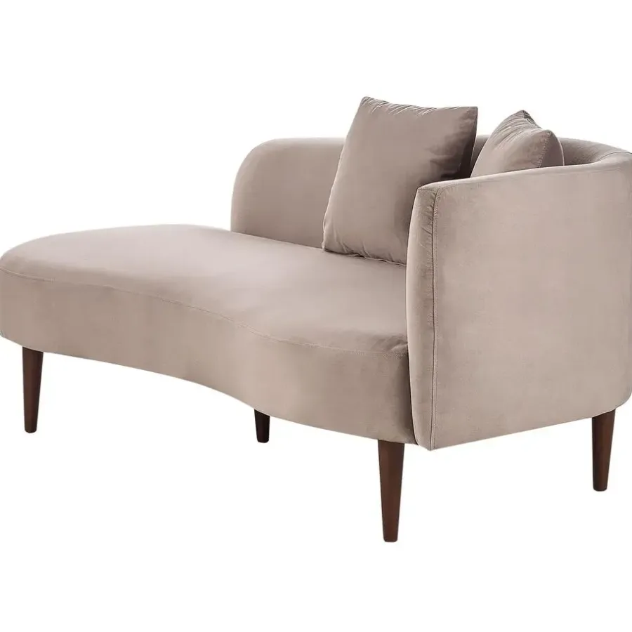 Loveseats-Beliani CHAUMONT - Chaise longue - Taupe - Rechterzijde - Fluweel