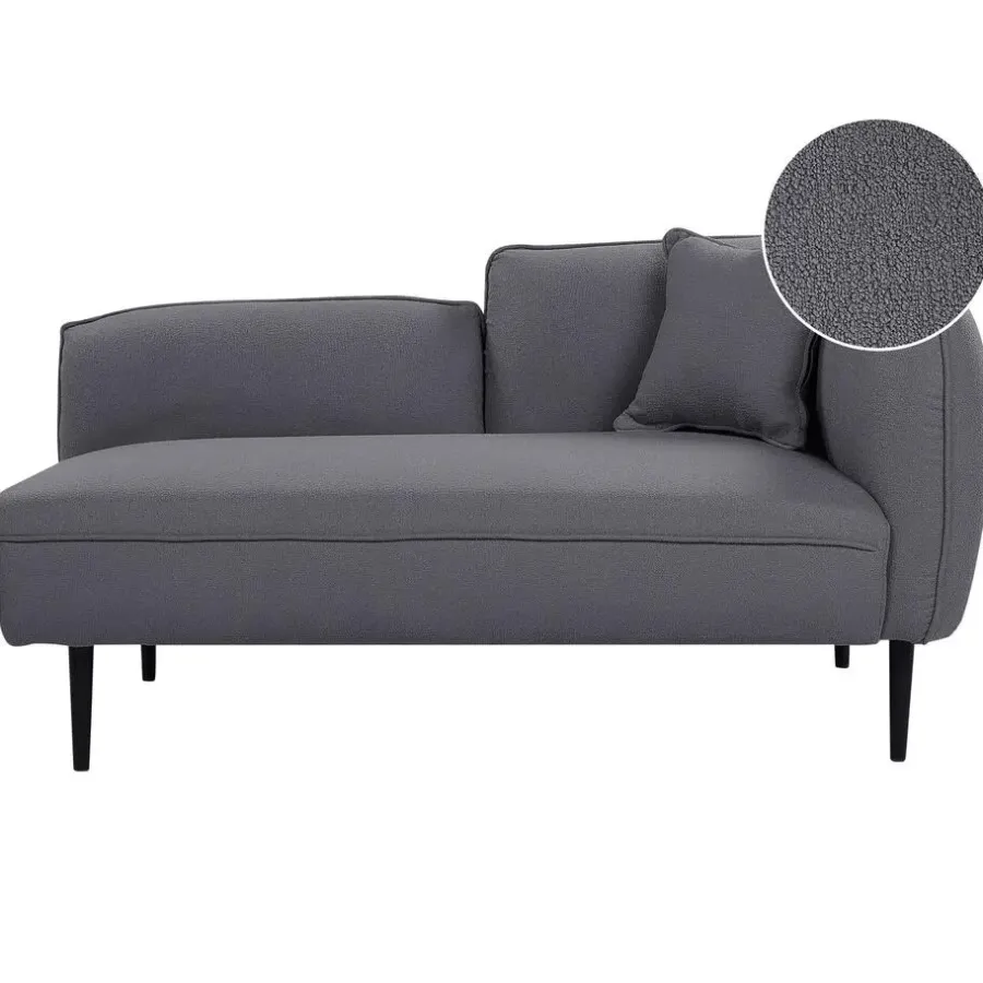 Beliani CHEVANNES - Chaise longue - Donkergrijs - Bouclé