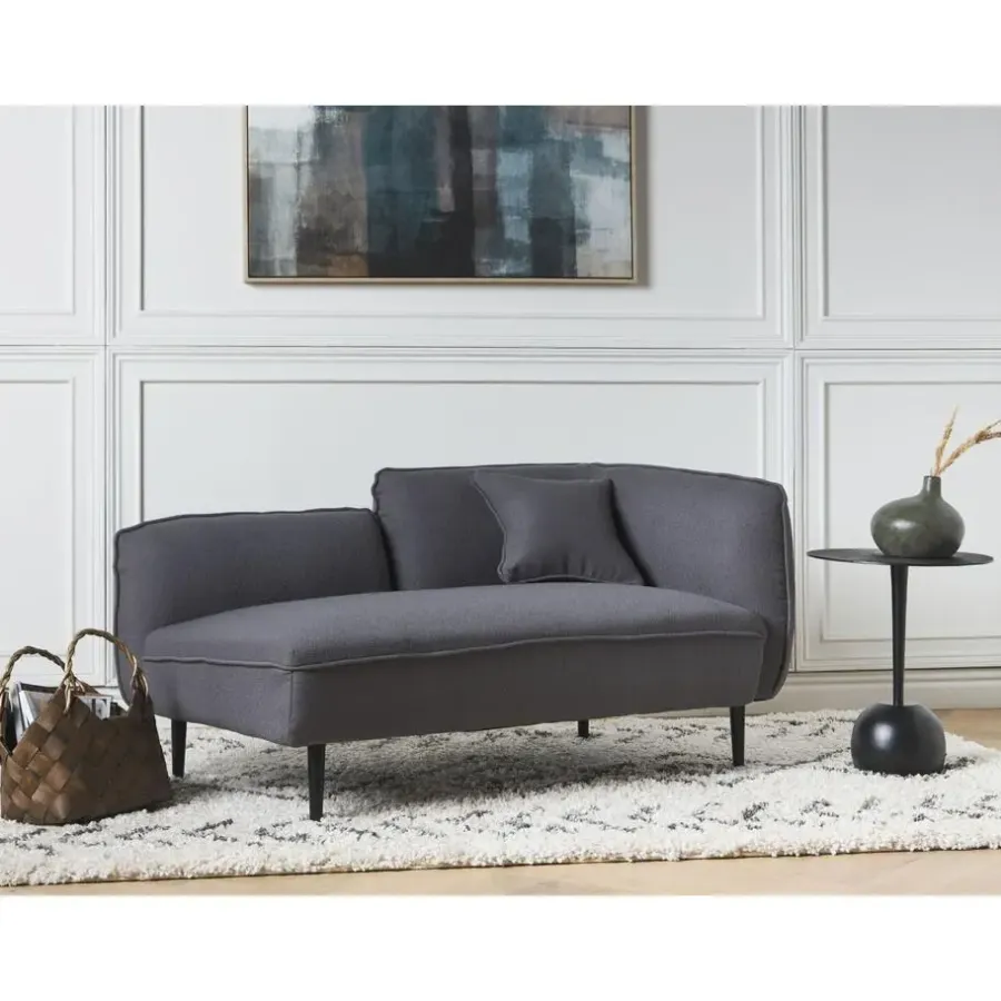 Beliani CHEVANNES - Chaise longue - Donkergrijs - Bouclé